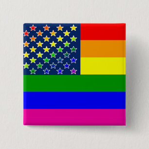 Bóton Quadrado 5.08cm Lgbtq Rainbow Flag