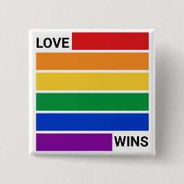 Bóton Quadrado 5.08cm LGBTQ Rainbow, Love Win