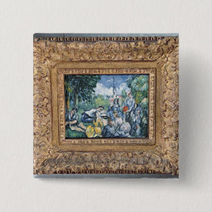 Bóton Quadrado 5.08cm L'herbe do sur do Dejeuner de Paul Cezanne ,