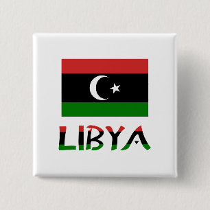Bóton Quadrado 5.08cm Líbia e Bandeira Líbia