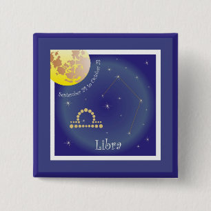 Bóton Quadrado 5.08cm Libra setembro 24 to October 23 Button
