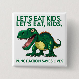 Bóton Quadrado 5.08cm Lição de Gramática do Dinossauro Engraçado