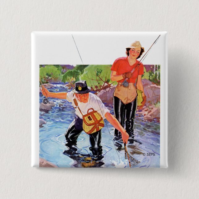 Bóton Quadrado 5.08cm Ligando um Peixe por R.J. Cavaliere (Frente)
