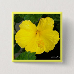 Bóton Quadrado 5.08cm Limão - hibiscus amarelo