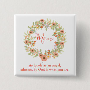 Bóton Quadrado 5.08cm Linda mãe Wreath