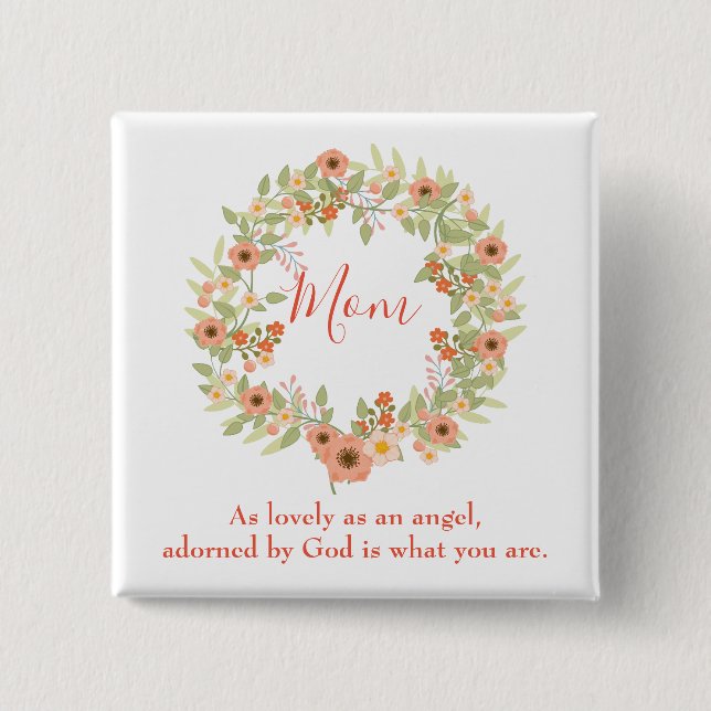 Bóton Quadrado 5.08cm Linda mãe Wreath (Frente)