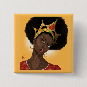 Bóton Quadrado 5.08cm Linda Rainha Negra