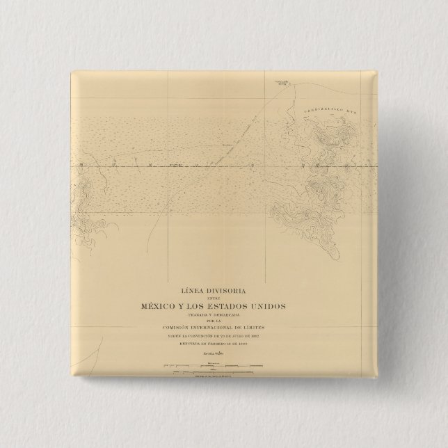 Bóton Quadrado 5.08cm Linea Divisoria Entre México 3 (Frente)