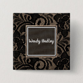 Bóton Quadrado 5.08cm Linen e nome personalizável do local