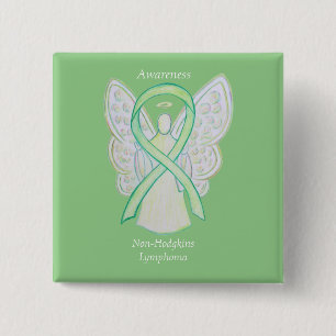 Bóton Quadrado 5.08cm Linfoma Não Hodgkins Pinos de Fita de Verde limã