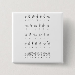 Bóton Quadrado 5.08cm Linguagem gestual americano (ASL)