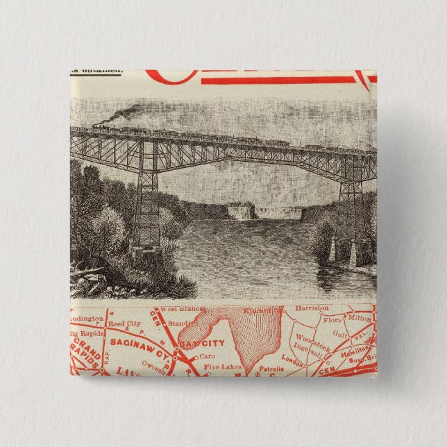 Bóton Quadrado 5.08cm Linha Central do Michigan (Frente)