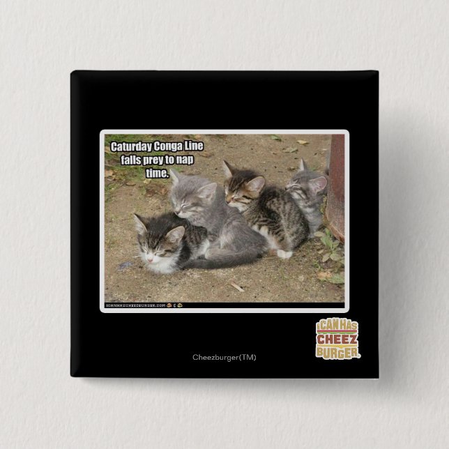 Bóton Quadrado 5.08cm Linha de Conga de Caturday (Frente)
