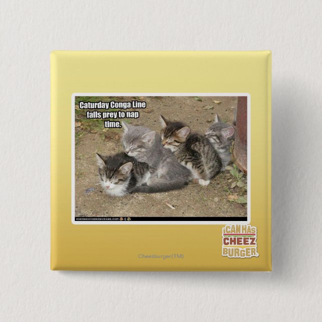 Bóton Quadrado 5.08cm Linha de Conga de Caturday (Frente)