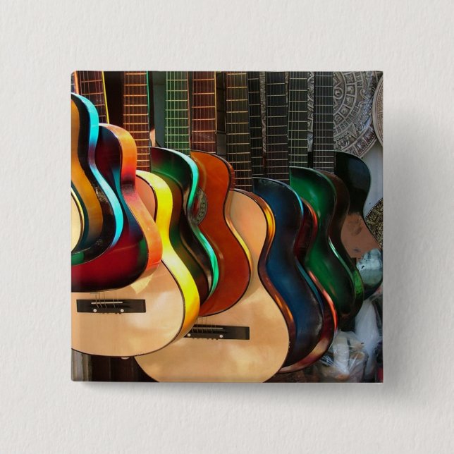 Bóton Quadrado 5.08cm Linhas e botão das curvas (Frente)