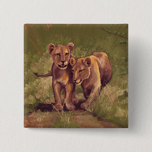 Bóton Quadrado 5.08cm Lion Cubs (Frente)