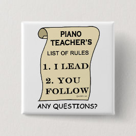 Bóton Quadrado 5.08cm Lista De Regras De Professores De Piano