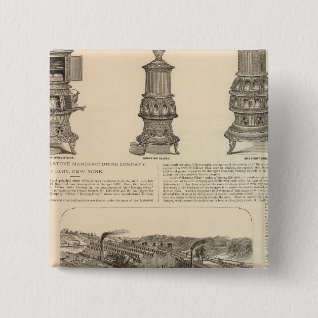 Bóton Quadrado 5.08cm Littlefield Stove Manufacturing Company (Frente)