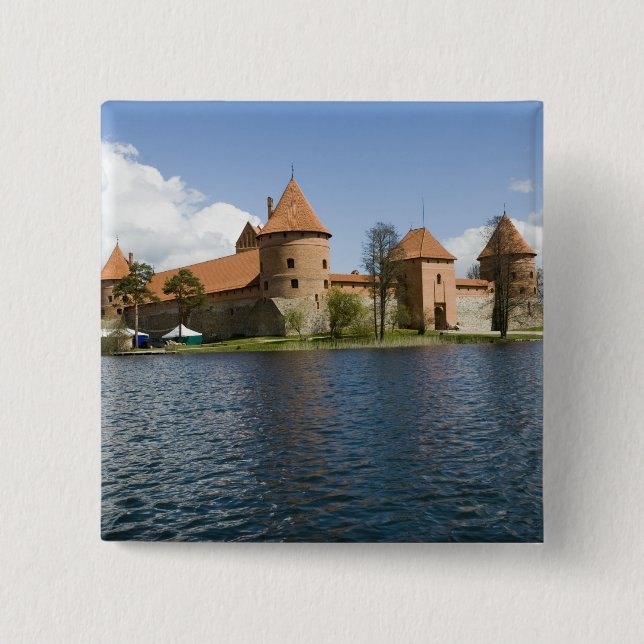 Bóton Quadrado 5.08cm Lituânia, Trakai. Castelo da Ilha 3 (Frente)