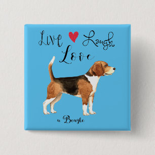 Bóton Quadrado 5.08cm Live Laugh Love a Beagle Button
