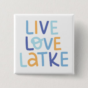 Bóton Quadrado 5.08cm Live Love Latke Hanukkah Design