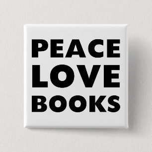 Bóton Quadrado 5.08cm Livros do amor da paz