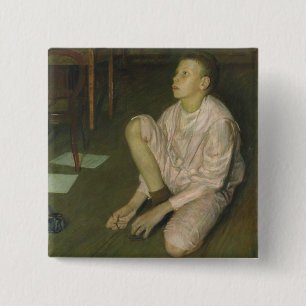 Bóton Quadrado 5.08cm Lobo, filho do artista, 1900