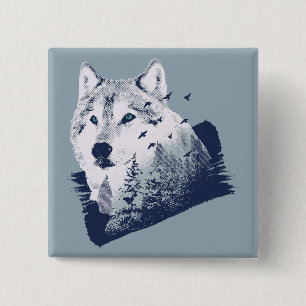 Bóton Quadrado 5.08cm Lobo Florestal