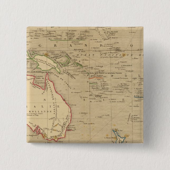 Bóton Quadrado 5.08cm L'Oceanie en 1841 (Frente)