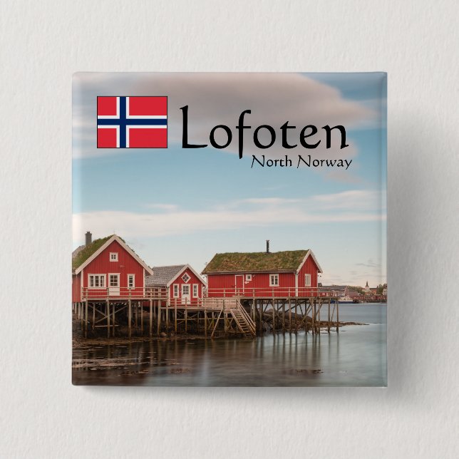 Bóton Quadrado 5.08cm Lofoten Norway Souvenir (Frente)
