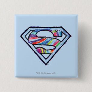 Bóton Quadrado 5.08cm Logotipo Colorido da Supergirl