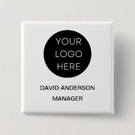 Bóton Quadrado 5.08cm Logotipo comercial personalizado Branco moderno