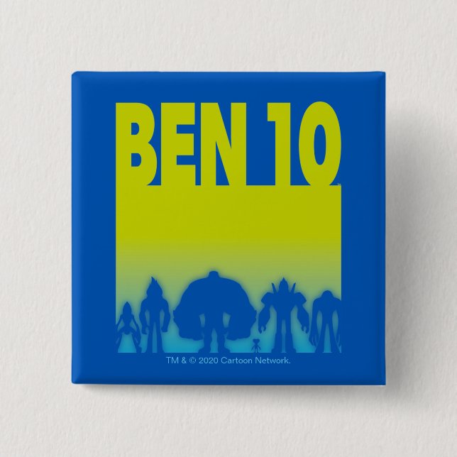 Bóton Quadrado 5.08cm Logotipo da Alienígena Ben 10 (Frente)