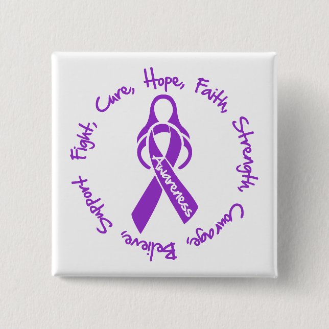 Bóton Quadrado 5.08cm Logotipo da Esperança Lupus Fight Cure (Frente)
