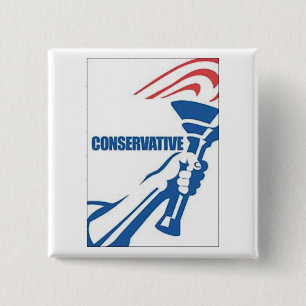 Bóton Quadrado 5.08cm Logotipo da tocha do partido conservador