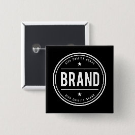 Bóton Quadrado 5.08cm Logotipo de emblema circular preto e branco