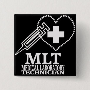 BÓTON QUADRADO 5.08CM LOGOTIPO DE TÉCNICA DO TRABALHO MÉDICO DA SERINGA