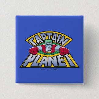 Bóton Quadrado 5.08cm Logotipo do Capitão Planeta