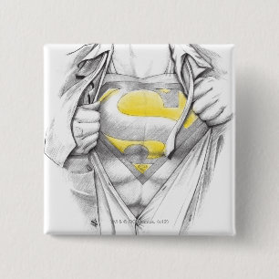 Bóton Quadrado 5.08cm Logotipo do Chest Superman esboçado