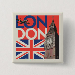 Bóton Quadrado 5.08cm London Big Ben   Inglaterra