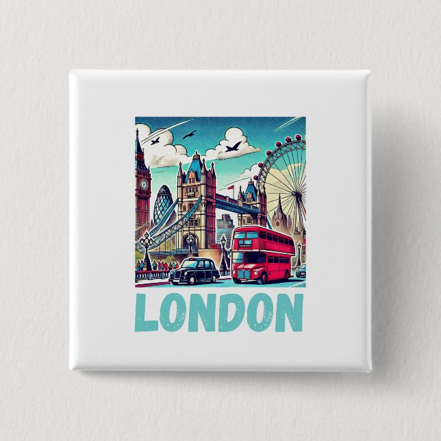 Bóton Quadrado 5.08cm London-Sticker (Frente)