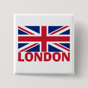 Bóton Quadrado 5.08cm Londres no vermelho