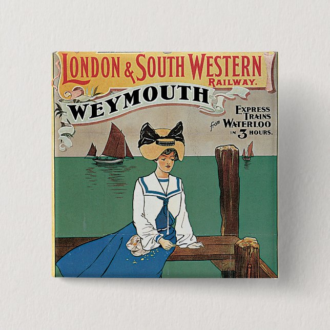 Bóton Quadrado 5.08cm Londres & Sudoeste ~ Weymouth (Frente)