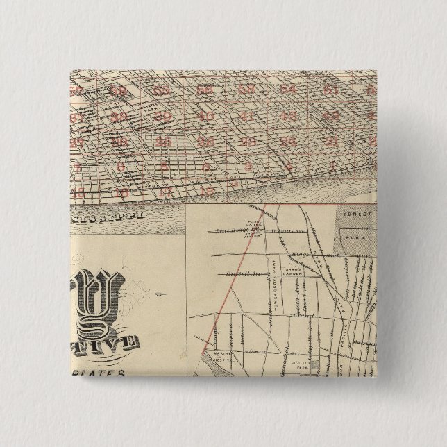 Bóton Quadrado 5.08cm Louis, Missouri (Frente)