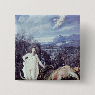 Bóton Quadrado 5.08cm Louis XIV como Apollo, assassino do pitão