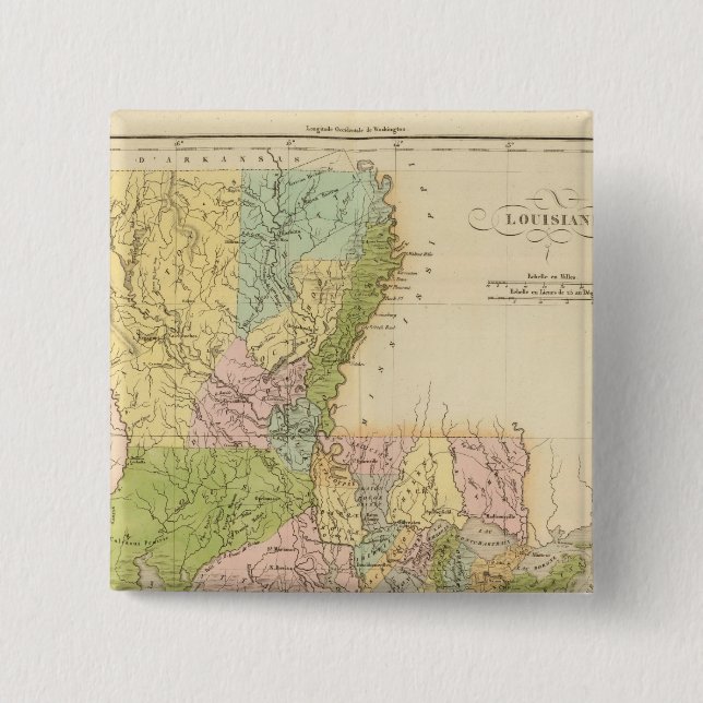 Bóton Quadrado 5.08cm Louisiana EUA (Frente)