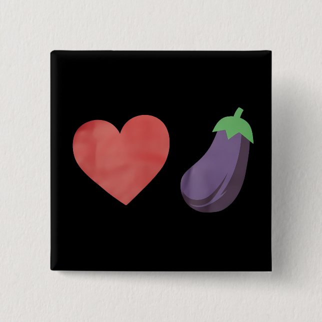 Bóton Quadrado 5.08cm Love EggPlant Engraçado Gay LGBTQ Prid (Frente)