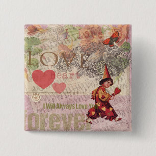 Bóton Quadrado 5.08cm Love Heart Sweetheart Namorados Cherub