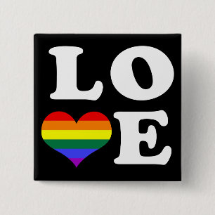 Bóton Quadrado 5.08cm Love Rainbow Pride