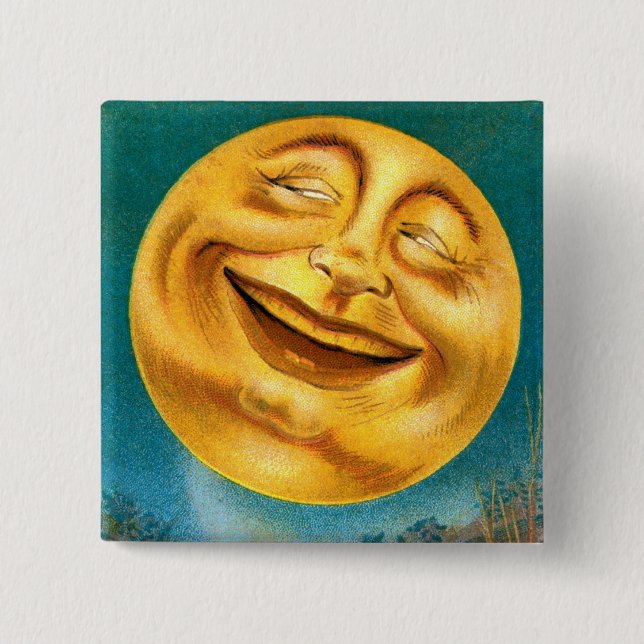 Bóton Quadrado 5.08cm Lua do Dia das Bruxas (Frente)